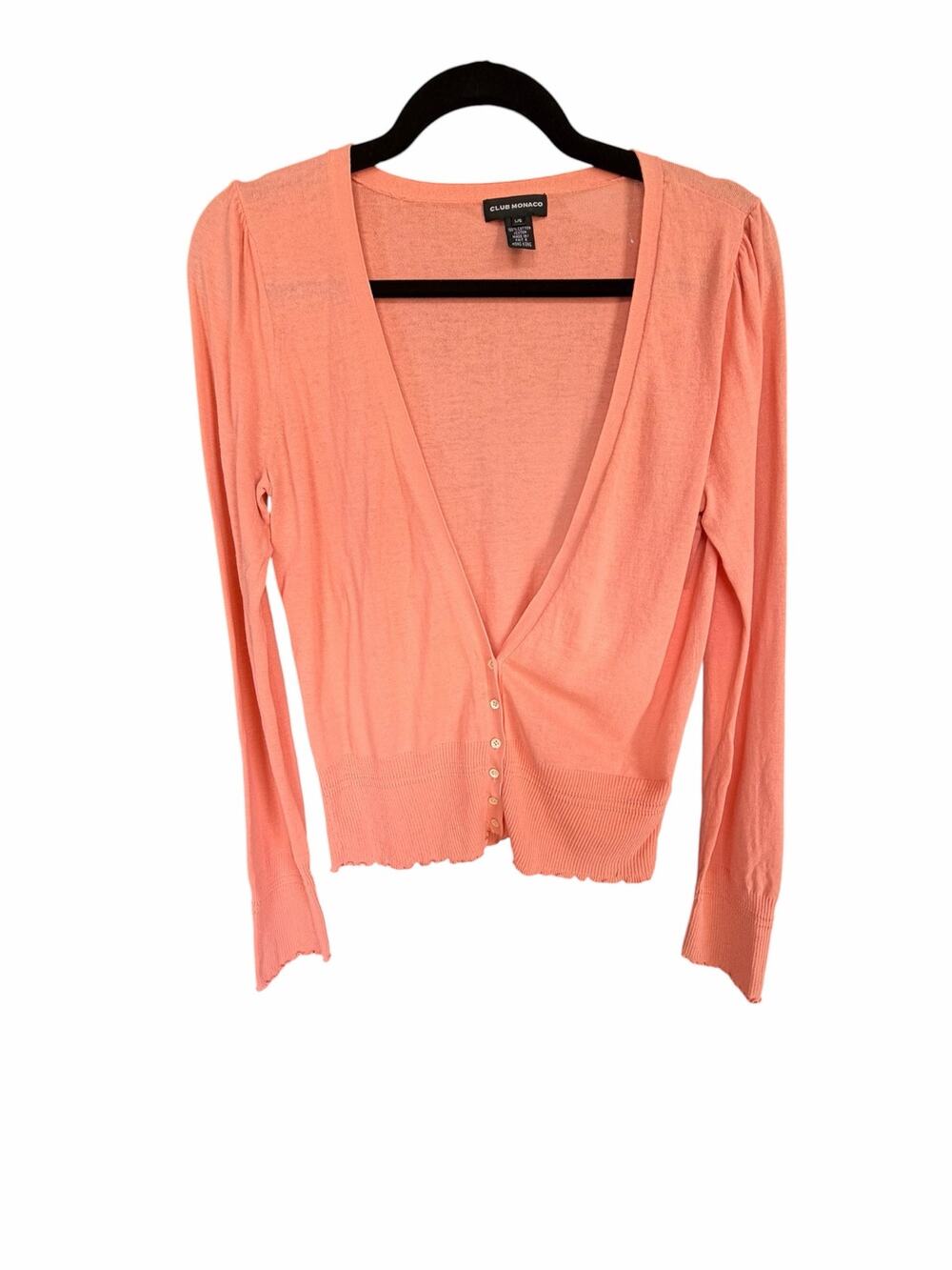 Club Monaco Vintage 100% Cotton Coral Cardigan Size L Y2K Balletcore Coquette